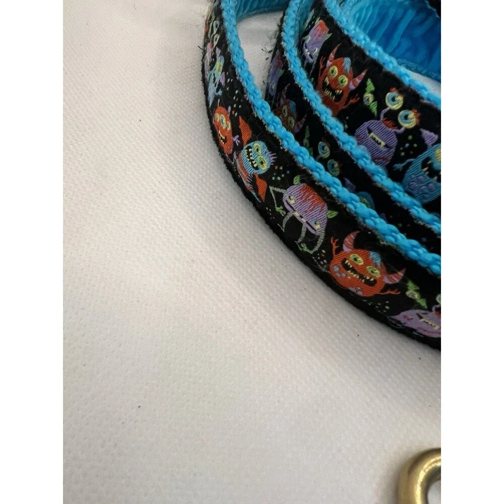 1” Monstro City Upgraded 6’ Elite Dog Leash Blue Velvet fun halloween monster